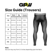 Size Guide for GPW Men's Athletic Sweatpants with Zipper Pockets for Training & Workouts