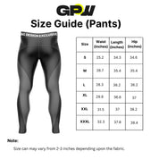 Size Guide for GPW Running Leggings for Men - Performance Sportswear for Gym & Outdoors