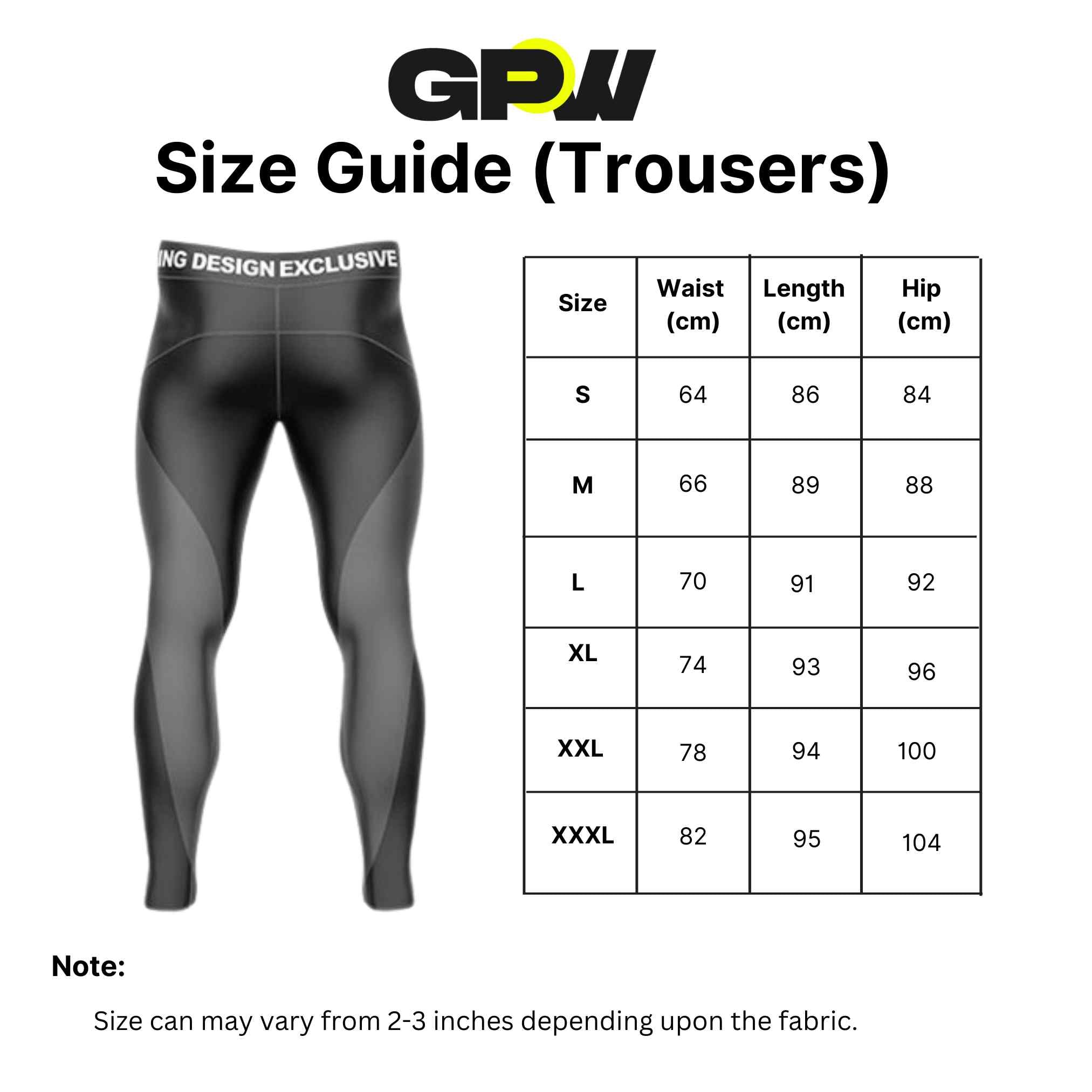 Size Guide for Men’s Compression Gym Skinny Pants – Gym & Sports Leggings for Training & Running