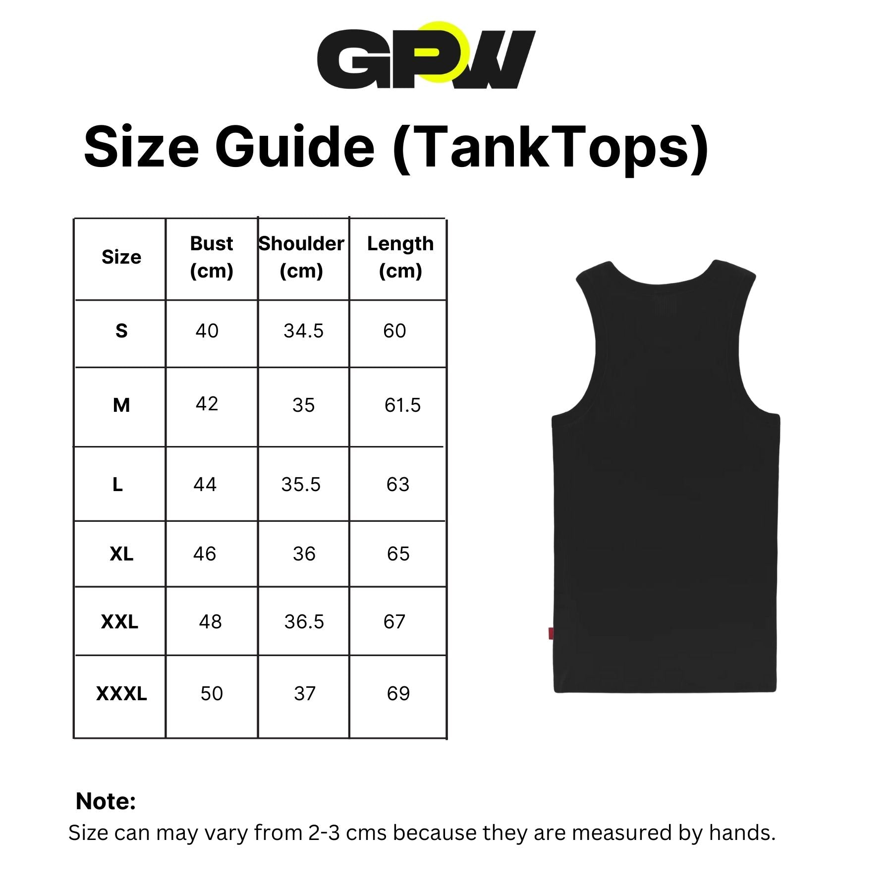 Size Guide for Quick Dry Ionic Shaping Sleeveless Men’s Compression Tank Top for Fitness, Bodybuilding & Muscle Support