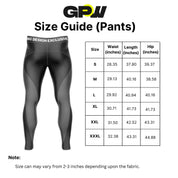 Size guide for Men's Quick-Dry Gym Track Pants with Elastic Waistband for Running and Workouts
