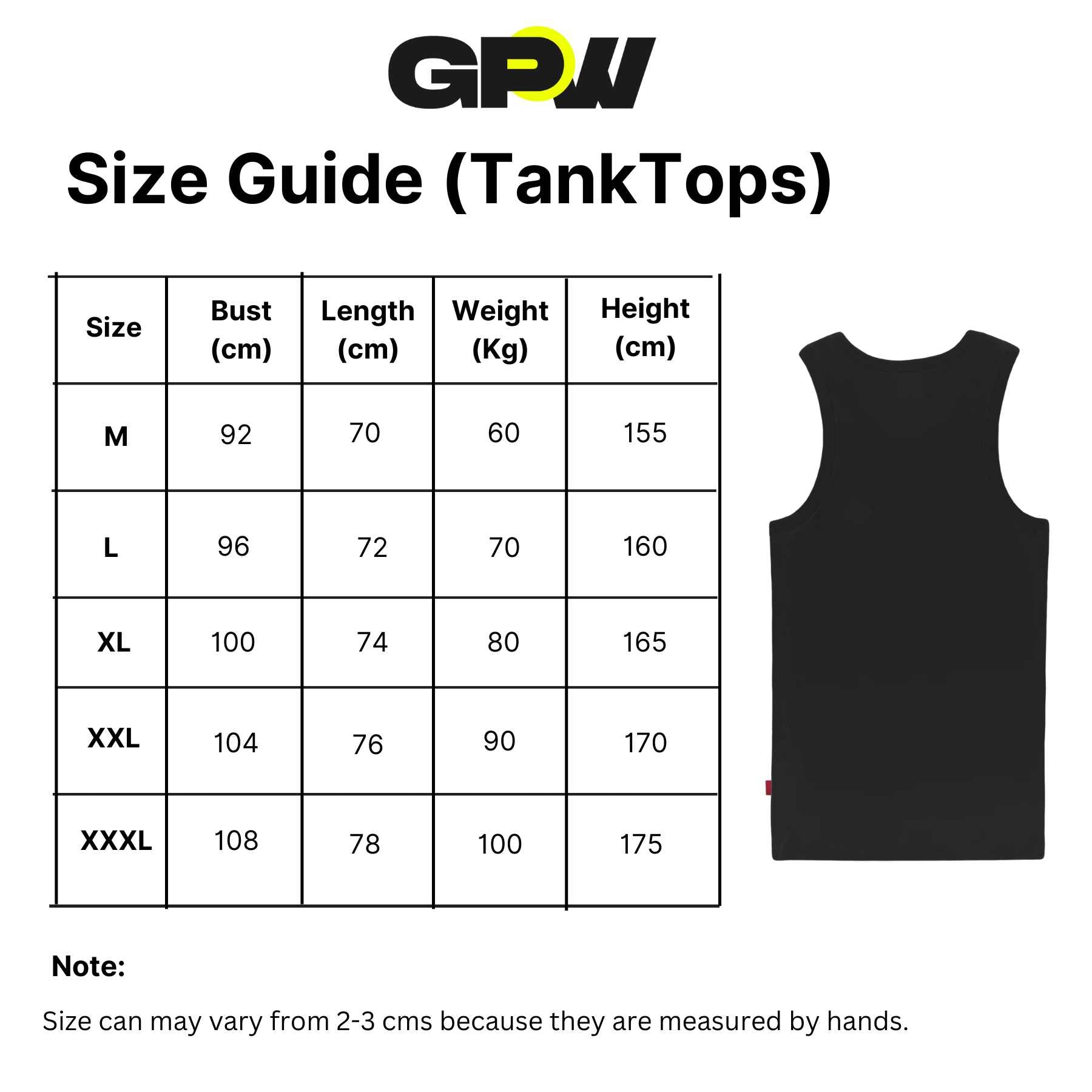 Size guide for Unisex Summer Breathable Mesh Gym Tank – Lightweight & Sweat-Wicking Workout Vest