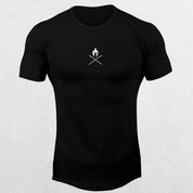 Black Summer Men’s Cotton Gym T-Shirt with bold graphic design, perfect for workouts and casual wear.