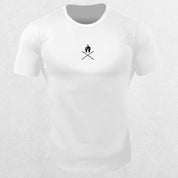 White Summer Men’s Cotton Gym T-Shirt featuring eye-catching graphic, ideal for fitness and casual outings.