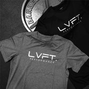 Two Summer T-shirt Jogger Quick Dry Sports Shirts in grey and black, highlighting the flexible fit and moisture-wicking properties.