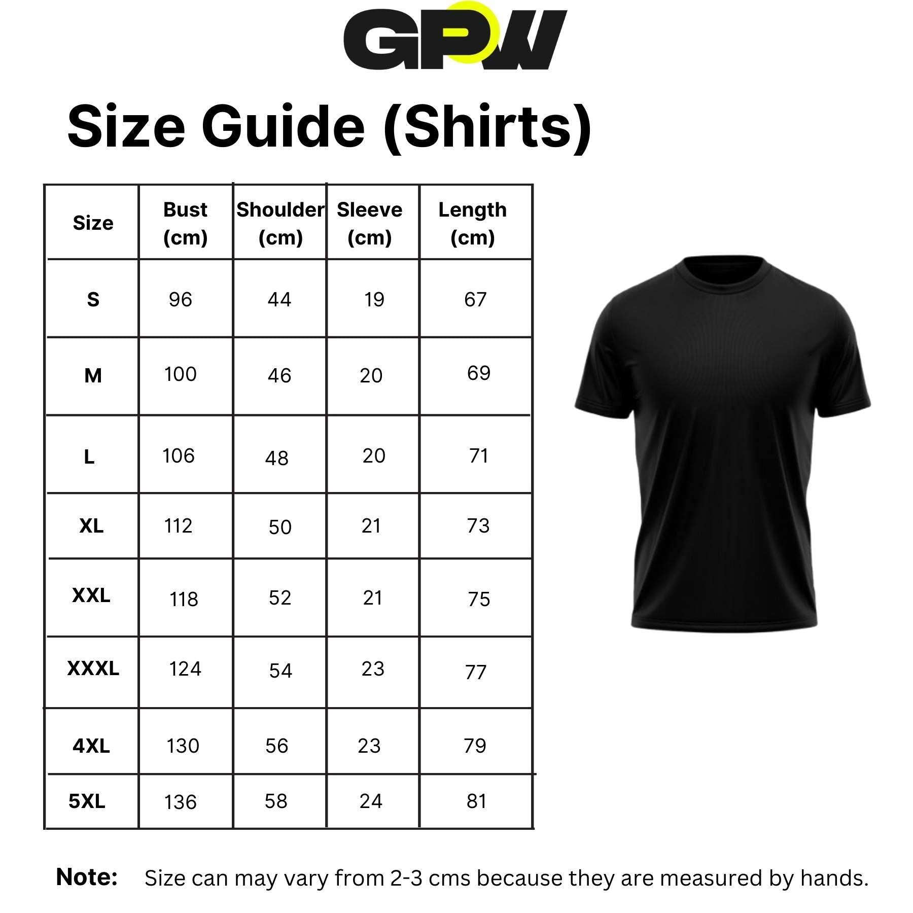 Size chart for Summer T-shirt Jogger Quick Dry Sports Shirt, helping you find the perfect fit for your workout.
