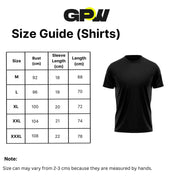 Sze Chart GPW High-Performance Quick-Dry Sports T-Shirt  available in sizes.