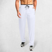 Model With front Pose showing Full-length shot of GPW open-bottom trousers for unrestricted movement.