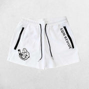 Close-up of White GPW Men’s Quick-Dry Running Shorts - Gym, Bodybuilding, Beachwear