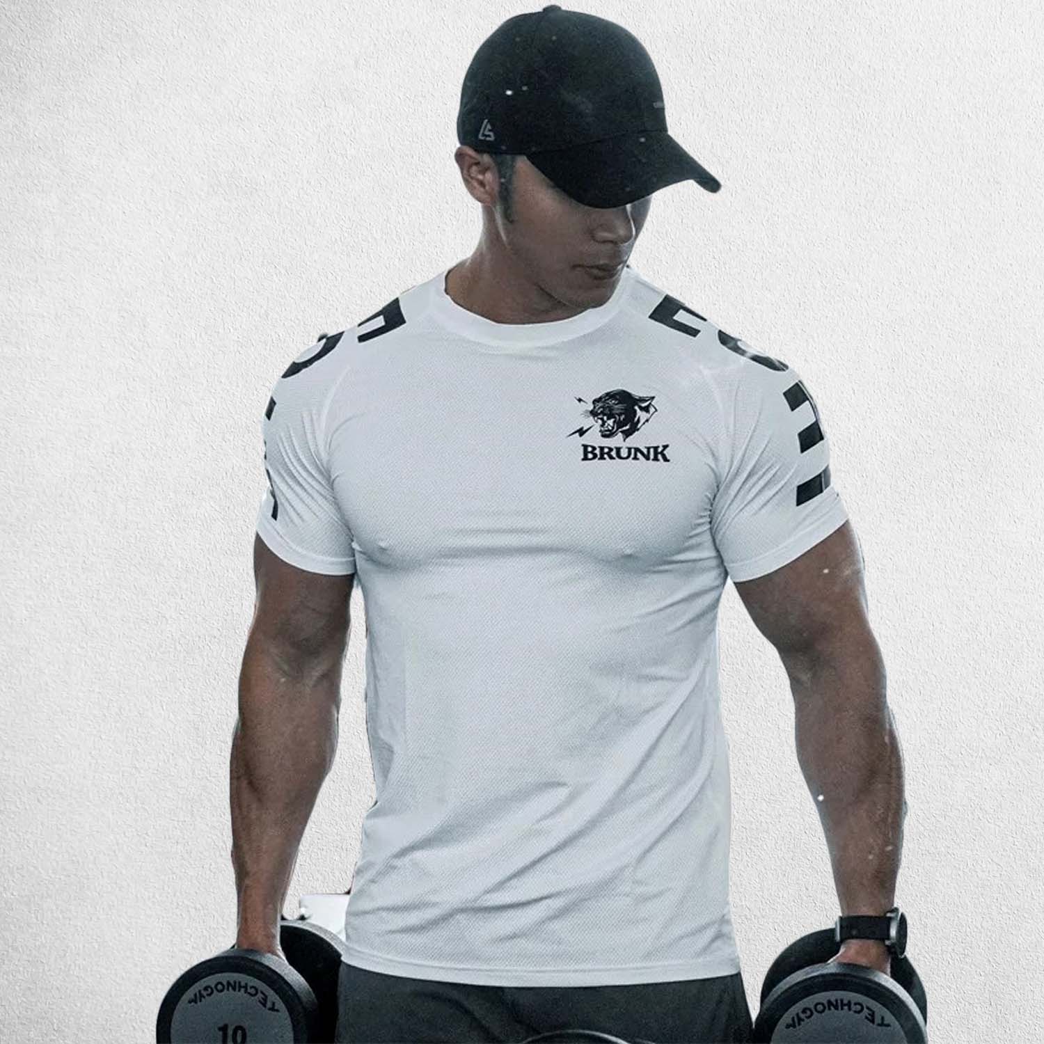 White Men’s Quick-Dry Sports T-Shirt for Running and Training