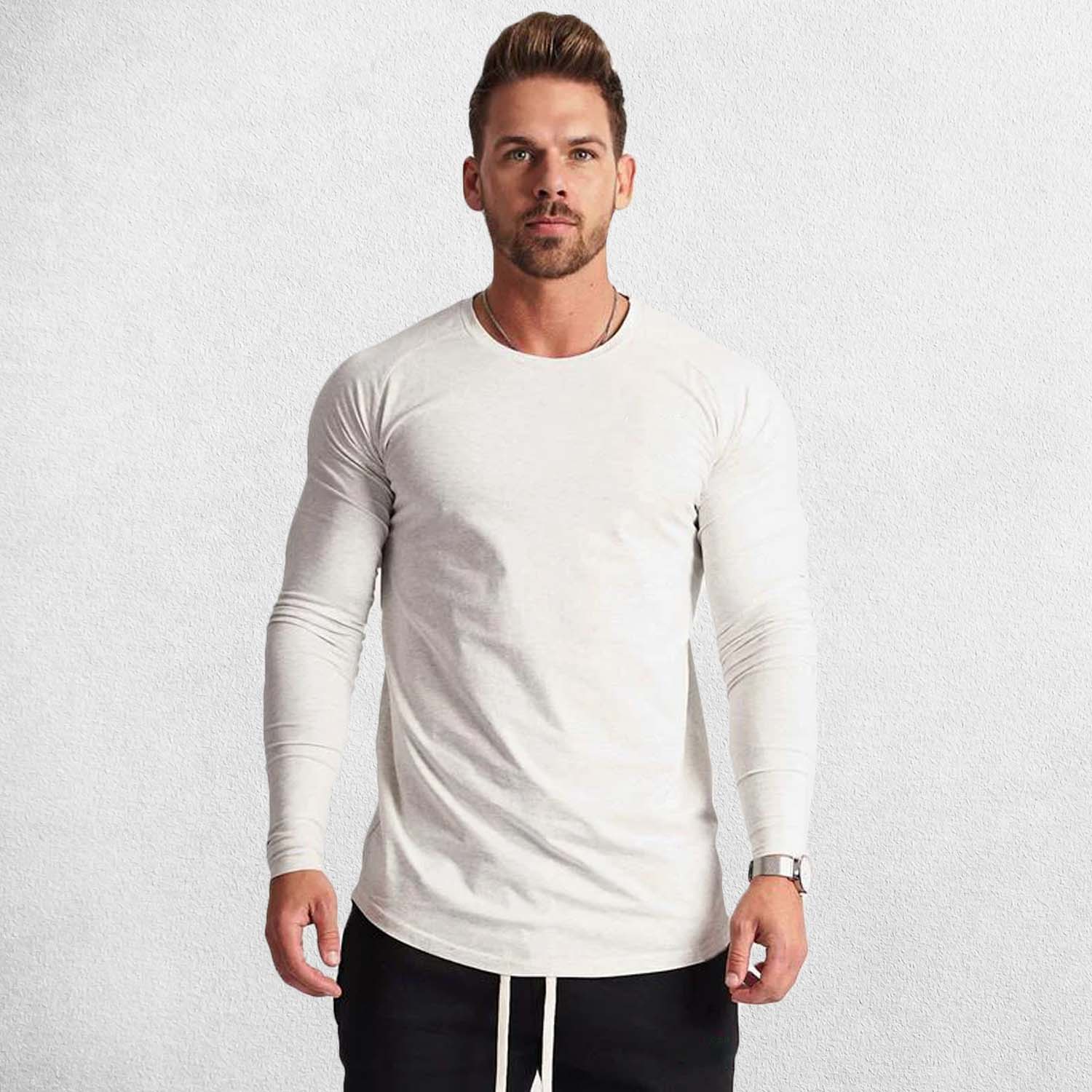 Front view of the White shirt, highlighting the modern letter pattern design.