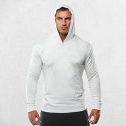 White Slim fit men’s long sleeve cotton hoodie with versatile styling for all occasions.