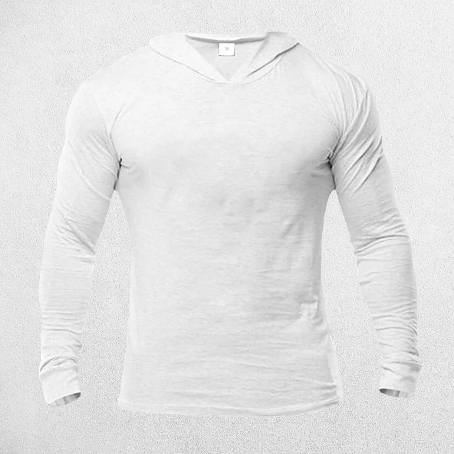 White Slim fit men’s long sleeve cotton hoodie with versatile styling for all occasions.