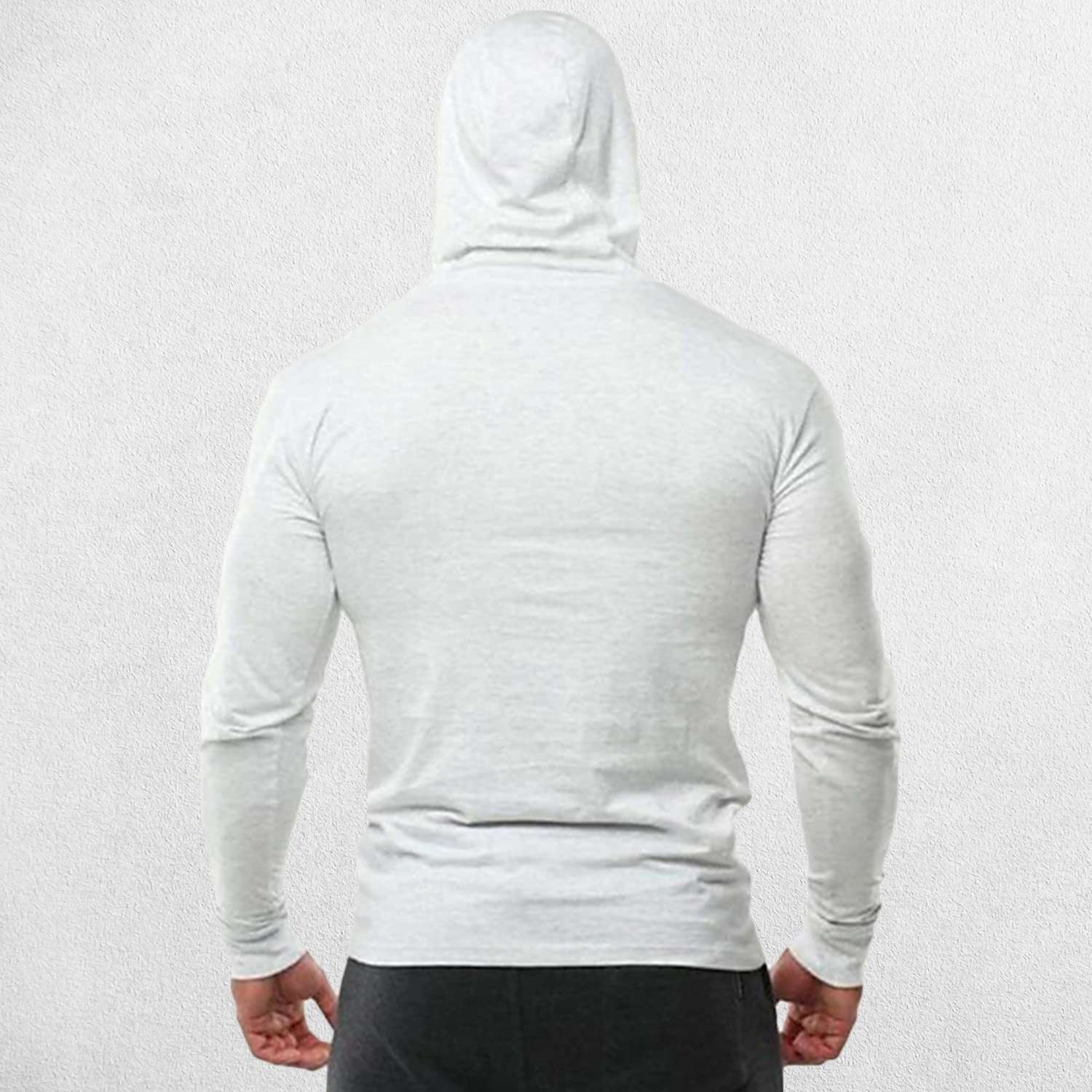 White Slim fit men’s long sleeve cotton hoodie with versatile styling for all occasions.