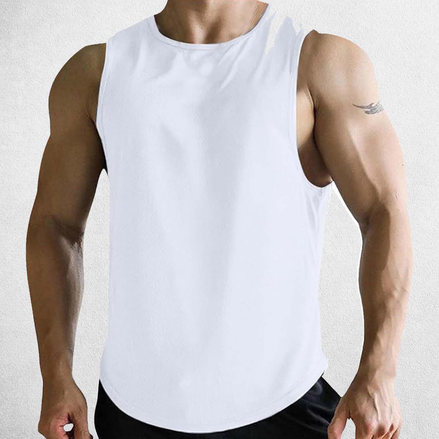 White Breathable Athletic Tank Top for Running, Basketball, and Workouts