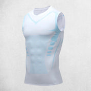 White Sky Breathable, Sweat-Wicking Sleeveless Compression Shirt for Fitness & Bodybuilding