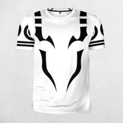 White with Black Jujutsu Kaisen 3D Print Men's Long Sleeve Compression Shirt for Workouts