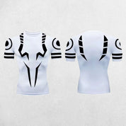 White with Black Jujutsu Kaisen 3D Print Men's Long Sleeve Compression Shirt for Workouts
