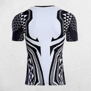 White with Black Jujutsu Kaisen 3D Print Men's Long Sleeve Compression Shirt for Workouts