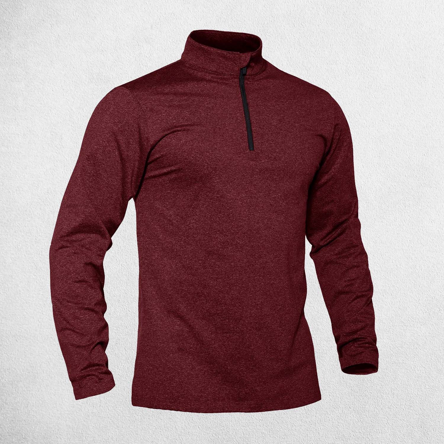 Wine Red  High-Neck Fleece-Lined Athletic Sweatshirt for Cold Weather Workouts