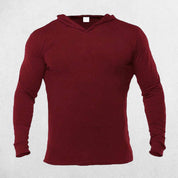 Wine Slim fit men’s long sleeve cotton hoodie with versatile styling for all occasions.