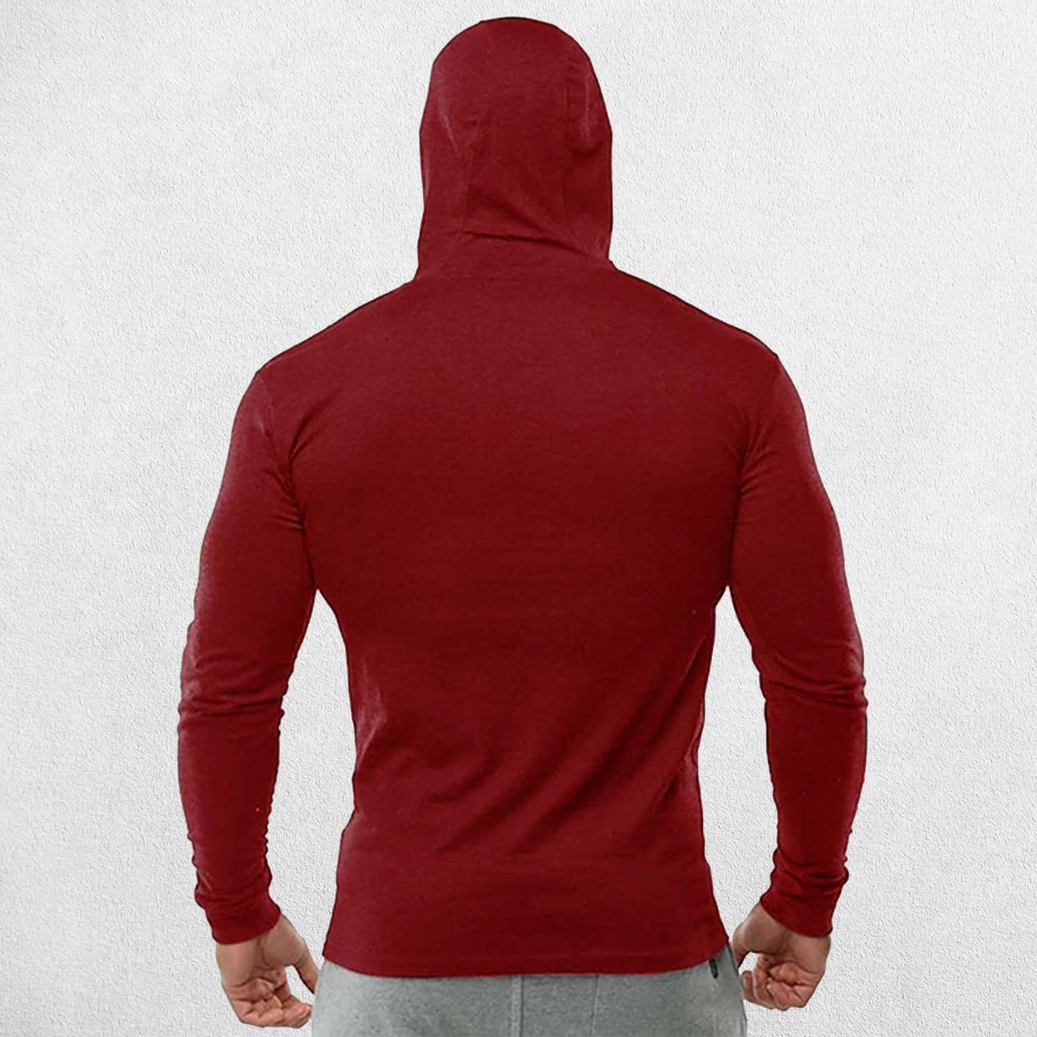 Wine Slim fit men’s long sleeve cotton hoodie with versatile styling for all occasions.