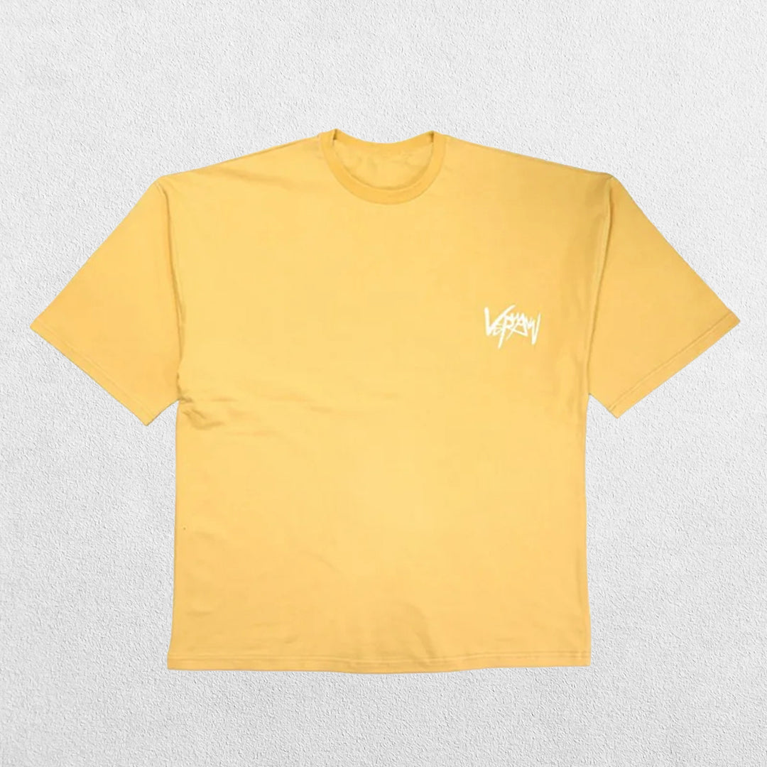 Close-up of Yellow GPW Men's Oversized T-Shirt - Casual Gym Bodybuilding Top