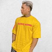 Front view of Yellow Men's King Kong Print Cotton T-Shirt showing bold graphic.