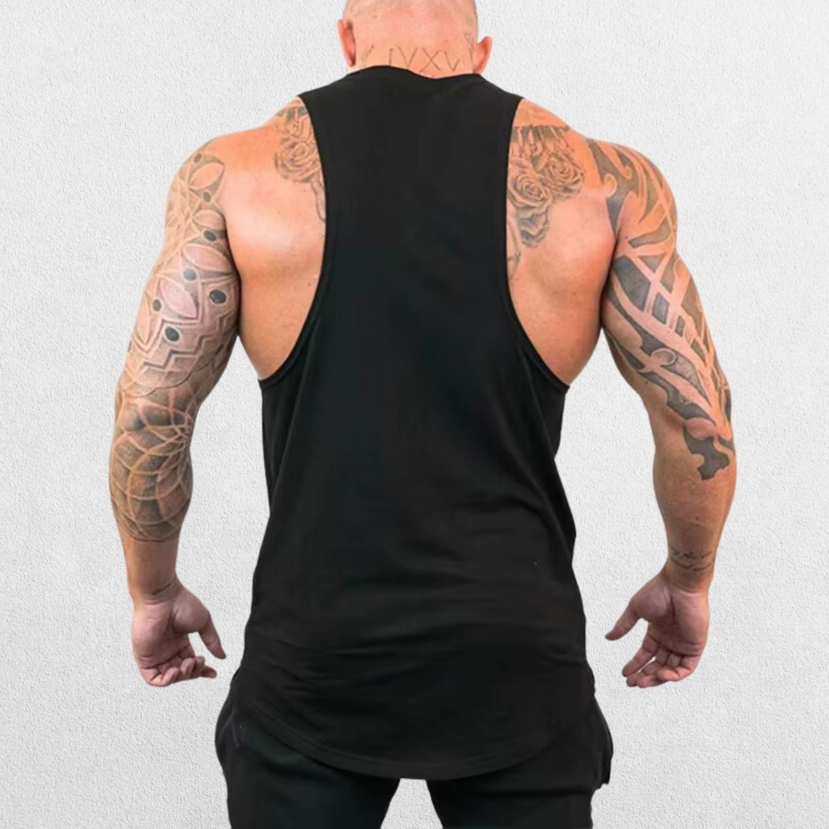 Back view of the black Red Spider Running Tank, emphasizing the breathable fabric and slim-fit design.
