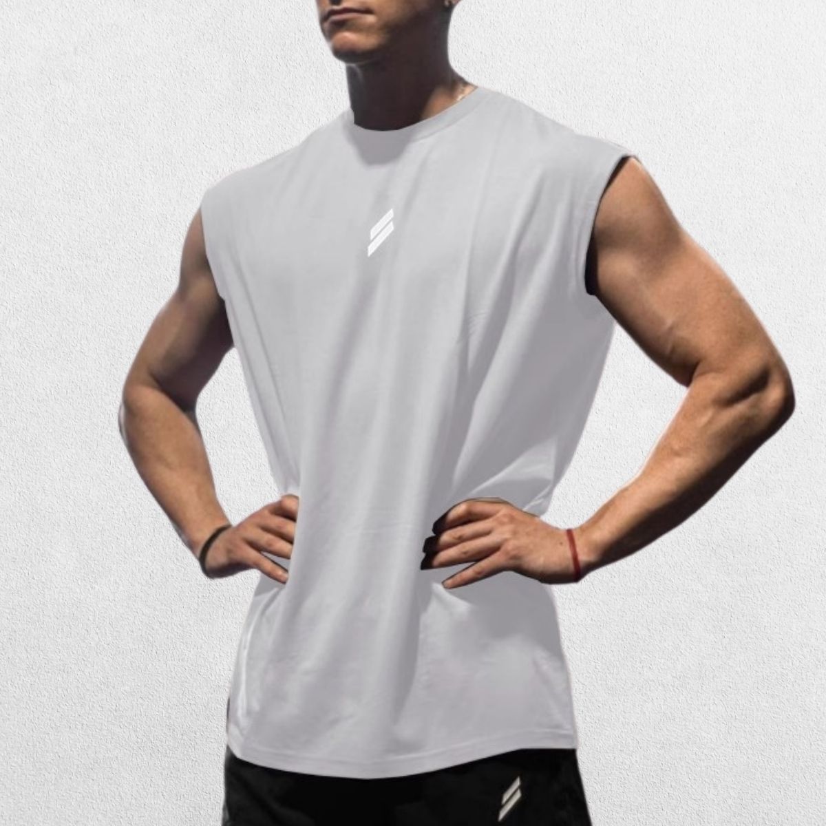 Front view of the GPW Summer Fitness Sports Tank Top in white, showcasing its breathable mesh and athletic fit.