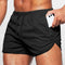 Close-up of Black GPW Men’s Running Shorts with Zipper pockets for Gym Fitness, Football & Beach Wear