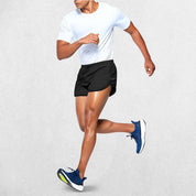 Model Running wearing Black GPW Men’s Running Shorts - Gym Fitness, Football & Beach Wear