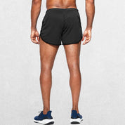 Back Pose of Model Wearing Black GPW Men’s Running Shorts - Gym Fitness, Football & Beach Wear