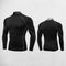 Front And Back view of Black Grey Men’s Compression Turtleneck Long Sleeve Training Tee – Quick-Dry & Stretchable in a studio background