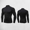 Front And Back view of Black Men’s Compression Turtleneck Long Sleeve Training Tee – Quick-Dry & Stretchable in a studio background