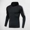 Black Men’s Fitness Gym Training Shirt – Front view showcasing high-elastic fabric and muscle-enhancing design lines.