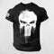 Front View of Black Men's Oversized 3D Patriotic Skull T-Shirt