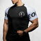 Model Wearing Black Men’s Quick-Dry Raglan Gym T-Shirt – Breathable, Stretch-Fit Sports Tee for Running & Training