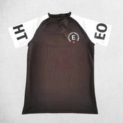 Front close up of Black Men’s Quick-Dry Raglan Gym T-Shirt – Breathable, Stretch-Fit Sports Tee for Running & Training