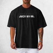 Front View of Model Wearing Black Men’s Short Sleeve Quick Dry Oversized Mesh Gym T-Shirt – Breathable, Quick-Dry Fitness Tee