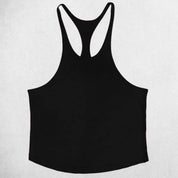 Close-up of Black breathable cotton fabric on a gym tank top