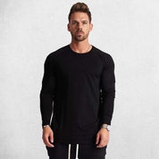 Model standing casually, showcasing the slim fit and tailored look of the shirt.