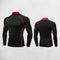 Front And Back view of Black Red Men’s Compression Turtleneck Long Sleeve Training Tee – Quick-Dry & Stretchable in a studio background