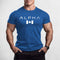 Front Pose of Model wearing Blue Men’s Oversized Maple Leaf Gym T-Shirt – Quick-Drying Athletic Streetwear Tee