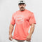 Coral Loose Fit Barbell Club Tee - Oversized gym shirt front view.