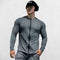 Dark Grey Men’s slim-fit compression shirt with zipper and stretch fabric, Front profile.