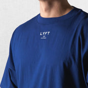 Close-up of Dark Blue GPW Men's Oversized Cotton T-Shirt - Casual Gym Fitness Tee