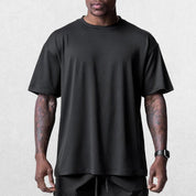 Close-up of Dark Grey GPW Men's Summer Quick-Dry Gym Casual Tee in a studio background