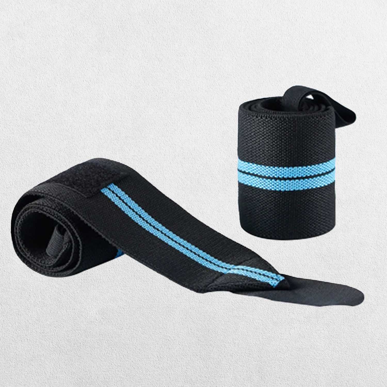 Close-up of Blue Strips durable stitching on the elastic wrist wraps.