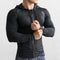 Black men's compression hoodie for workout and training